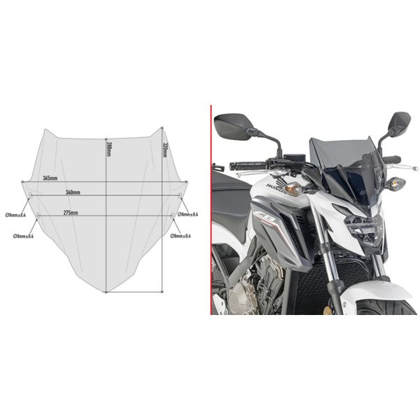 Givi Specific screen, smoked 28 x 36,5 cm (H x W) CB650F 17-18