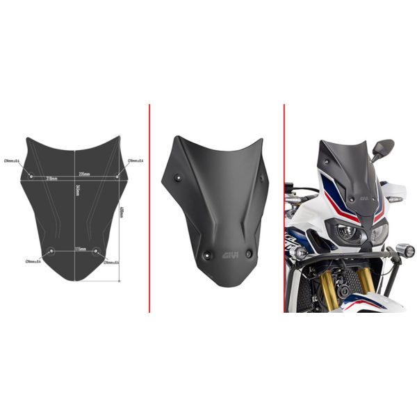 Givi Windscreen, low, Black 40x31 cm (h x b) CRF1000L Africa Twin