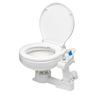 manual toilet, plastic seat