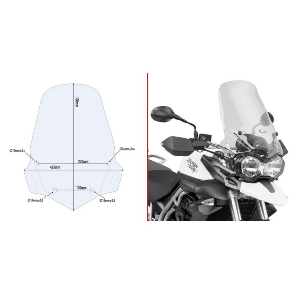 Givi Specific screen, transparent 53 x 46,5 cm (H x W) Tiger 800 11-