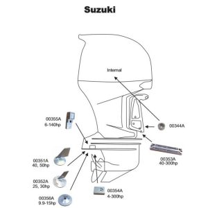 Perf metals anode, Trim Tab Suzuki