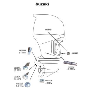 Perf metals anode, Round anode Suzuki 4pack.
