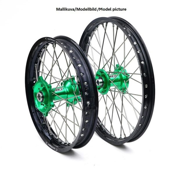 REX WHEELS 18-2,15 ALL KX/KXF 03-.. BLACK RIM/GREEN HUB 25MM